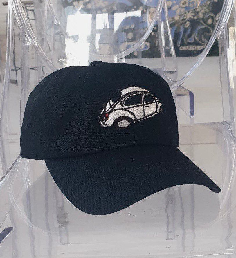 Closed-back trucker cap with Aircooled Beetle vintage car embroidery