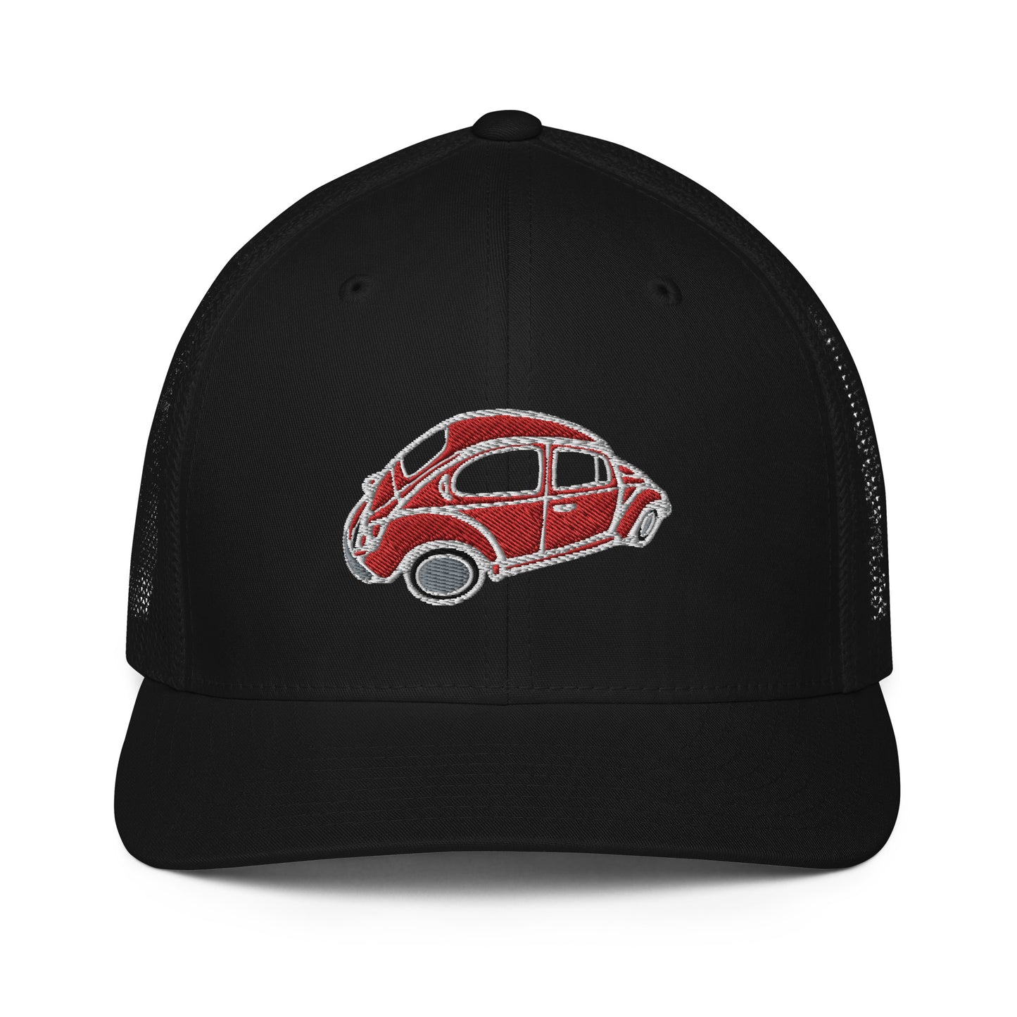 Closed-back trucker cap with Aircooled Beetle vintage car embroidery