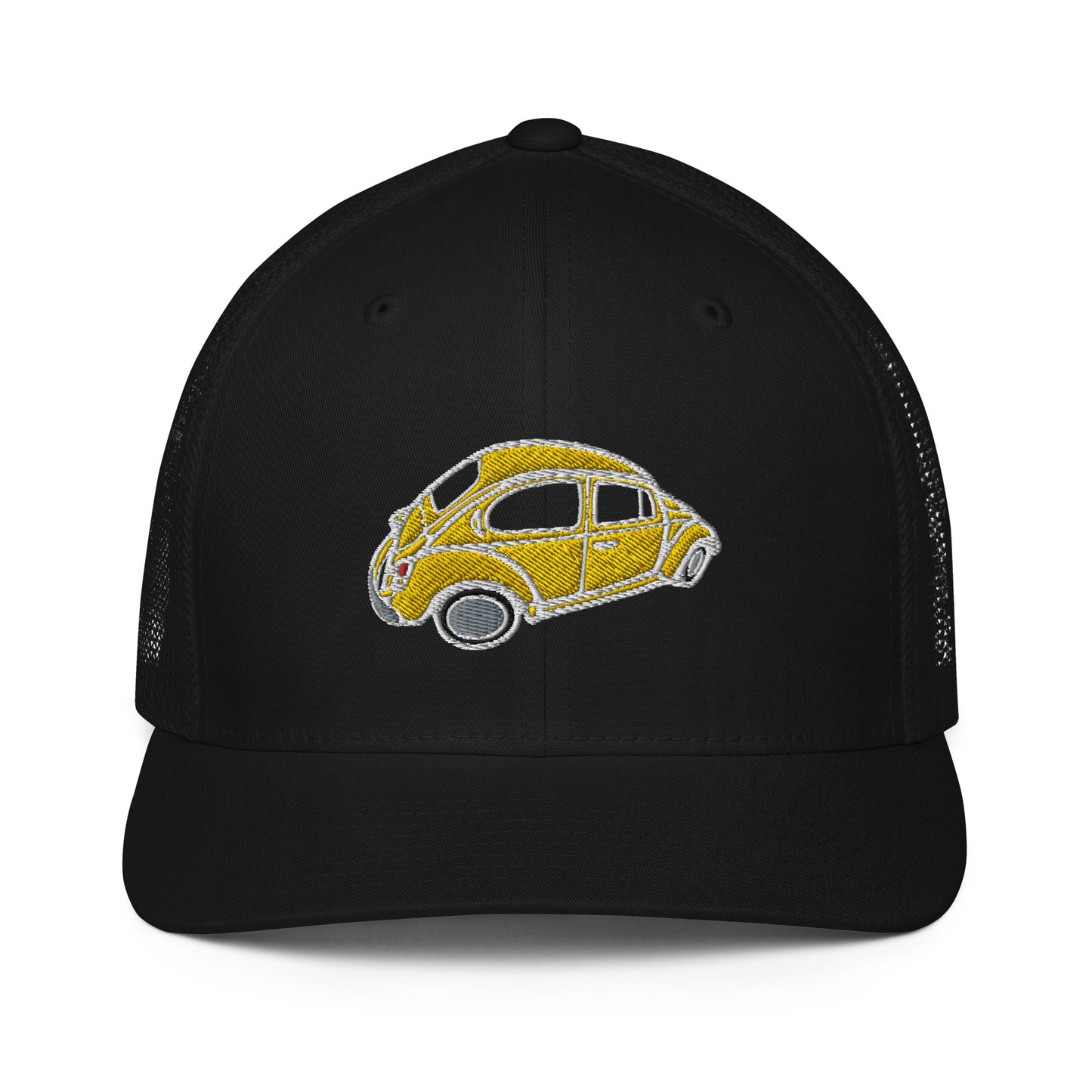 Closed-back trucker cap with Aircooled Beetle vintage car embroidery