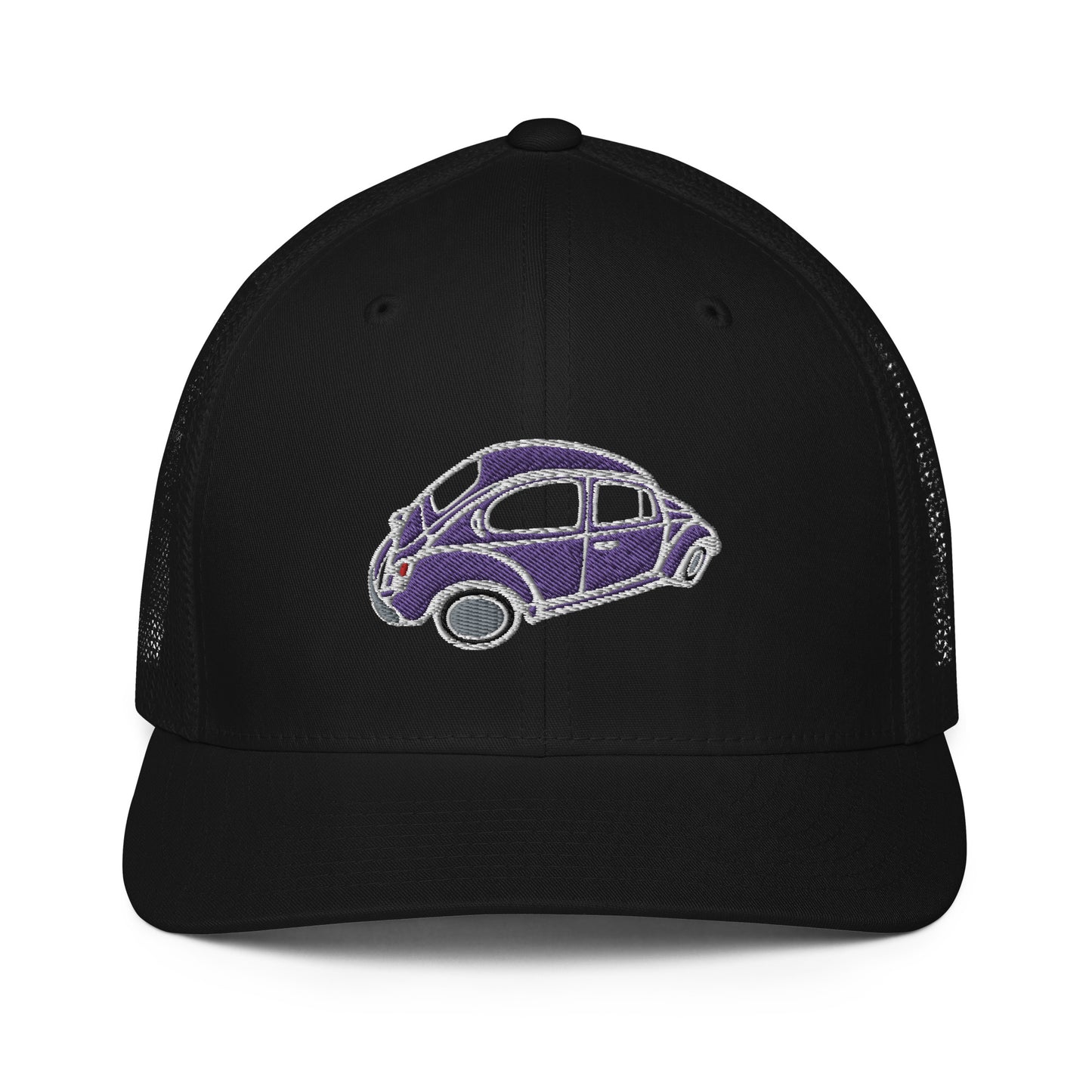 Closed-back trucker cap with Aircooled Beetle vintage car embroidery