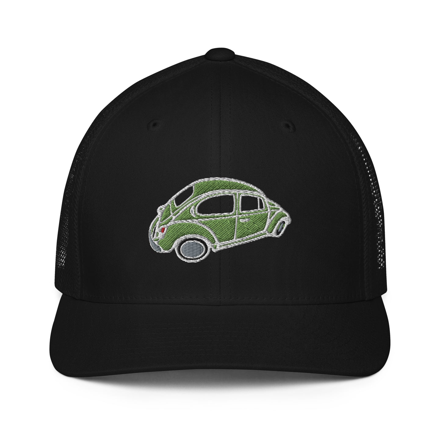 Closed-back trucker cap with Aircooled Beetle vintage car embroidery