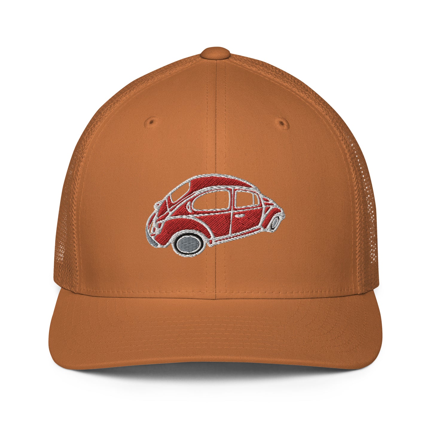 Closed-back trucker cap with Aircooled Beetle vintage car embroidery
