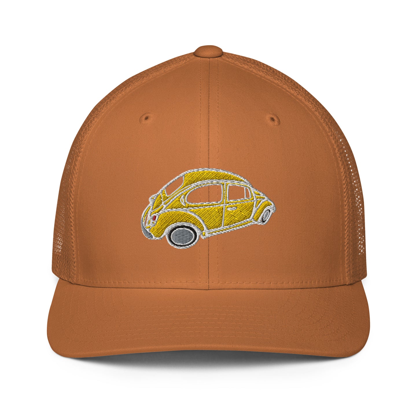 Closed-back trucker cap with Aircooled Beetle vintage car embroidery