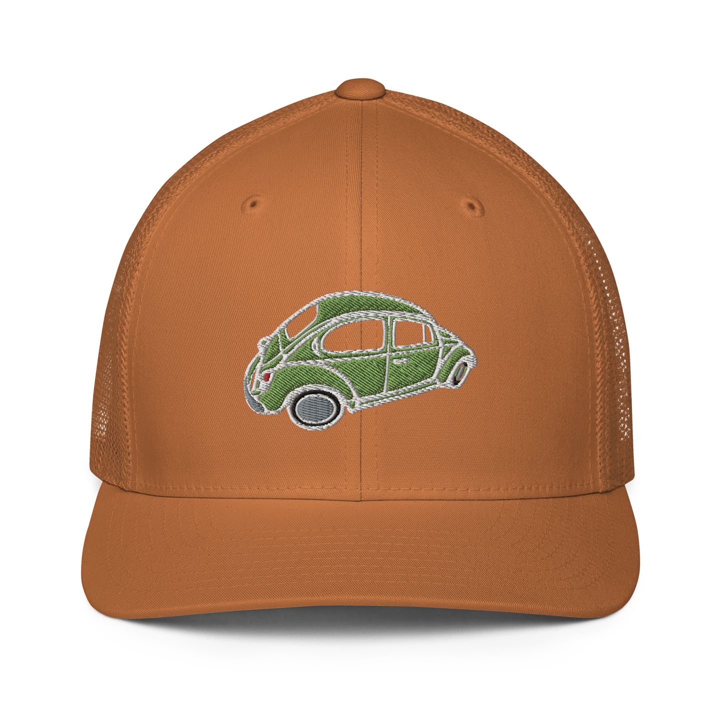 Closed-back trucker cap with Aircooled Beetle vintage car embroidery