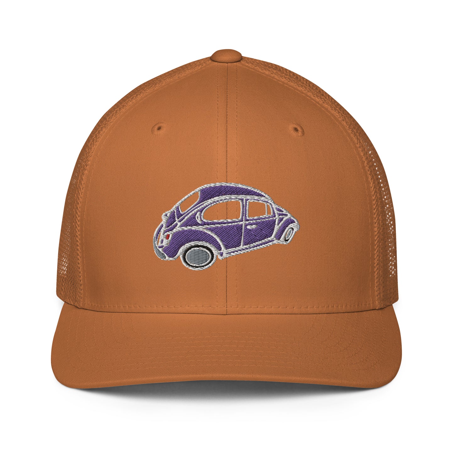 Closed-back trucker cap with Aircooled Beetle vintage car embroidery